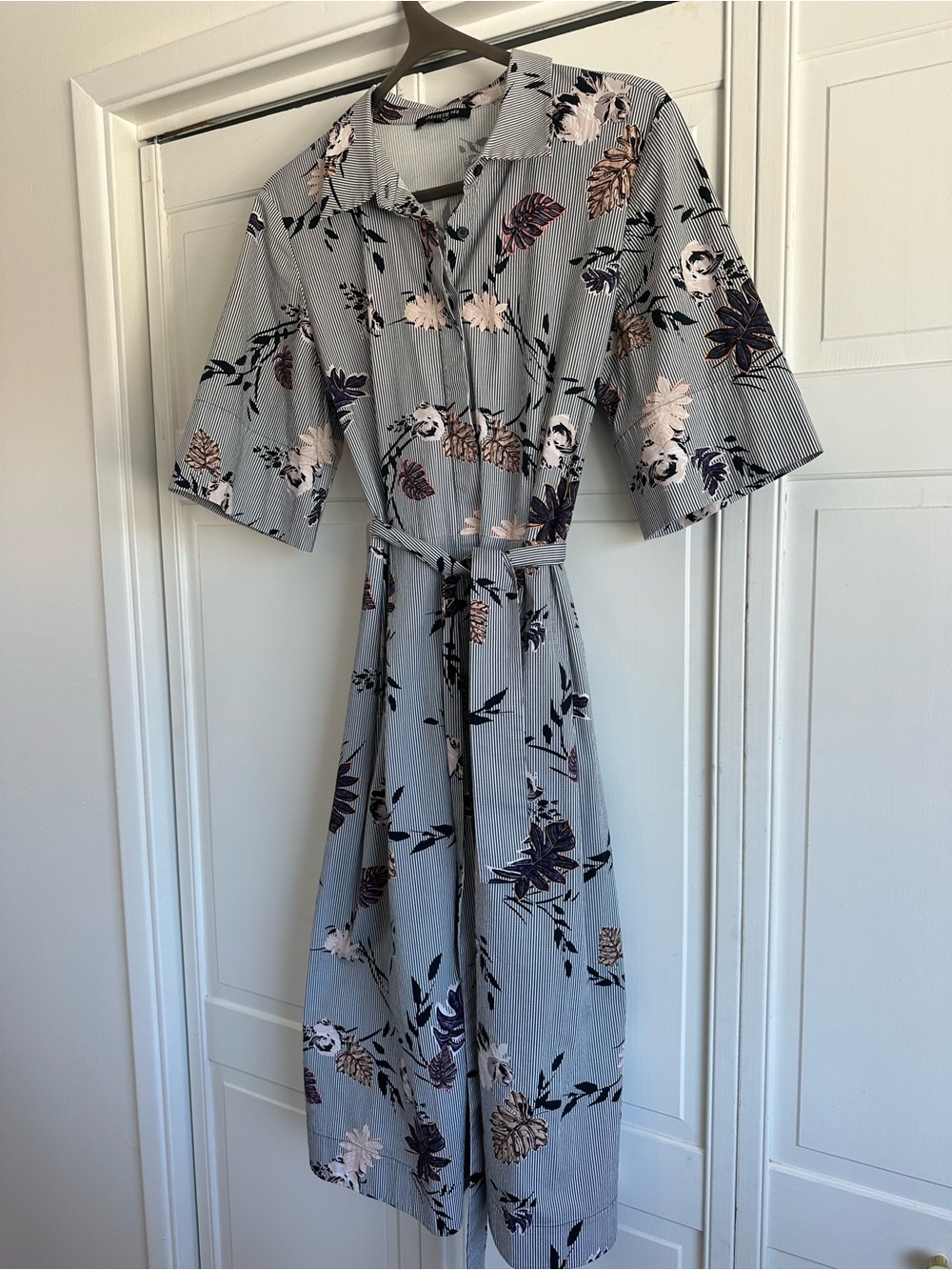 Lafayette 48 Eleni Floral Stripe Midi Dress